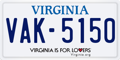 VA license plate VAK5150