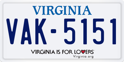 VA license plate VAK5151