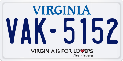 VA license plate VAK5152