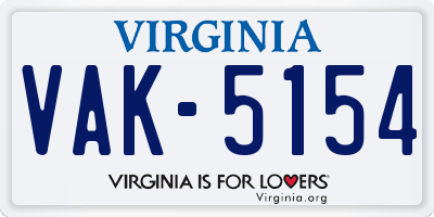 VA license plate VAK5154