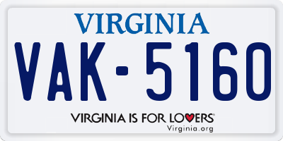 VA license plate VAK5160