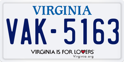 VA license plate VAK5163