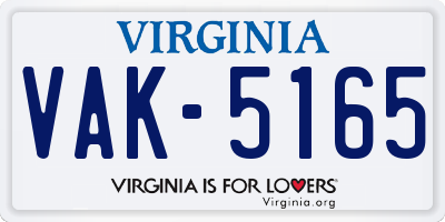 VA license plate VAK5165