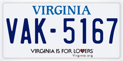 VA license plate VAK5167