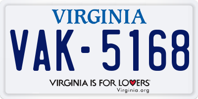VA license plate VAK5168
