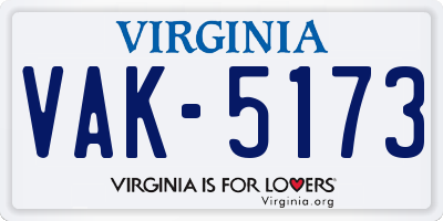 VA license plate VAK5173