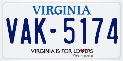 VA license plate VAK5174
