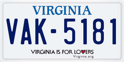 VA license plate VAK5181
