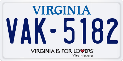 VA license plate VAK5182