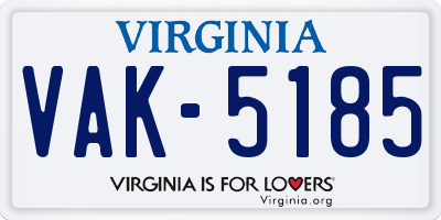VA license plate VAK5185