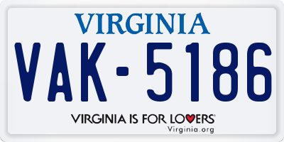 VA license plate VAK5186