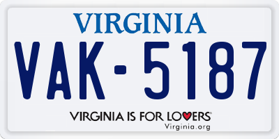 VA license plate VAK5187