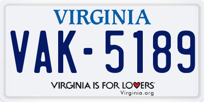 VA license plate VAK5189