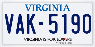 VA license plate VAK5190