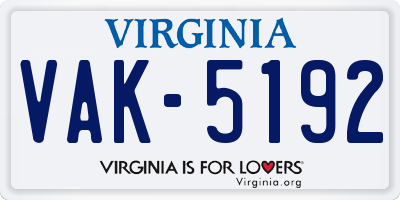 VA license plate VAK5192