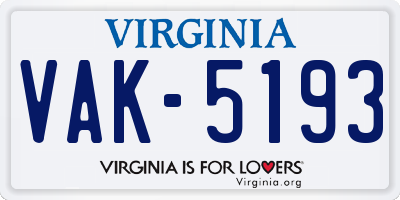 VA license plate VAK5193