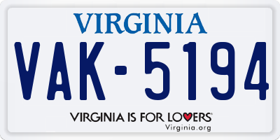 VA license plate VAK5194