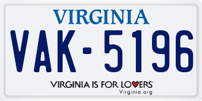 VA license plate VAK5196