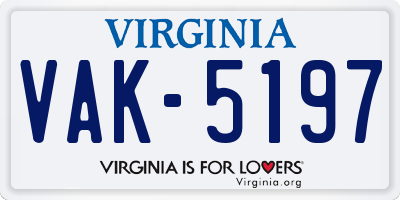 VA license plate VAK5197