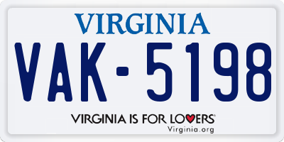 VA license plate VAK5198