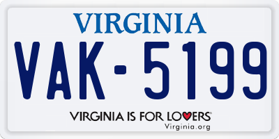 VA license plate VAK5199