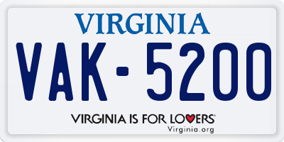 VA license plate VAK5200