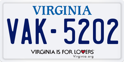 VA license plate VAK5202