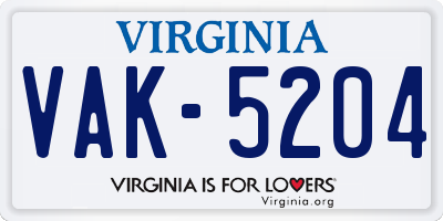 VA license plate VAK5204