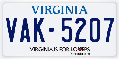 VA license plate VAK5207