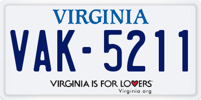 VA license plate VAK5211
