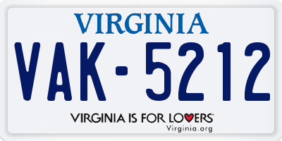 VA license plate VAK5212