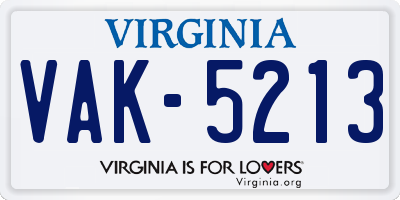 VA license plate VAK5213