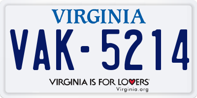 VA license plate VAK5214