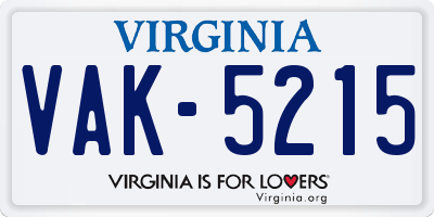 VA license plate VAK5215