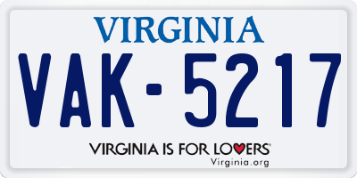 VA license plate VAK5217