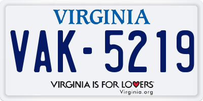 VA license plate VAK5219