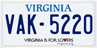 VA license plate VAK5220
