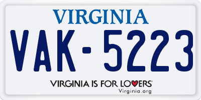 VA license plate VAK5223