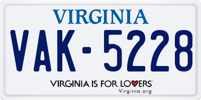 VA license plate VAK5228