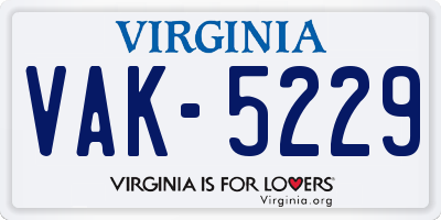 VA license plate VAK5229
