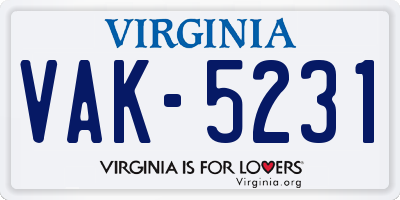 VA license plate VAK5231