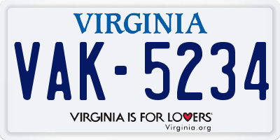 VA license plate VAK5234