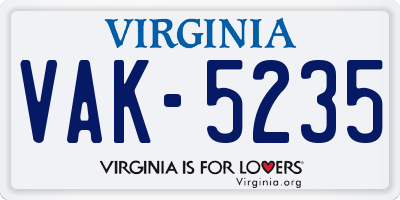 VA license plate VAK5235