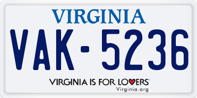 VA license plate VAK5236