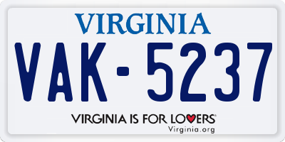 VA license plate VAK5237