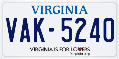 VA license plate VAK5240