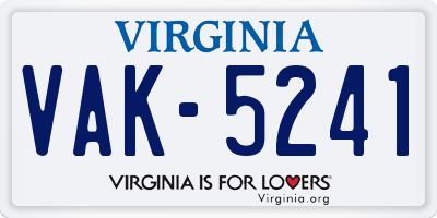 VA license plate VAK5241