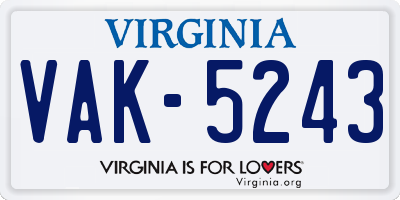 VA license plate VAK5243