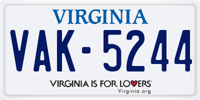 VA license plate VAK5244
