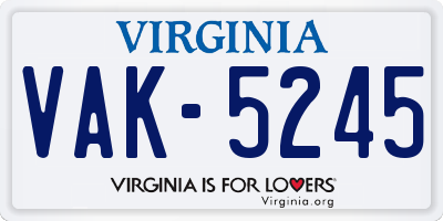 VA license plate VAK5245